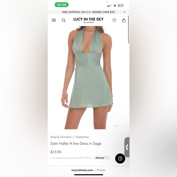 Lucy in the Sky Sage Mini Dress - Picture 1 of 3
